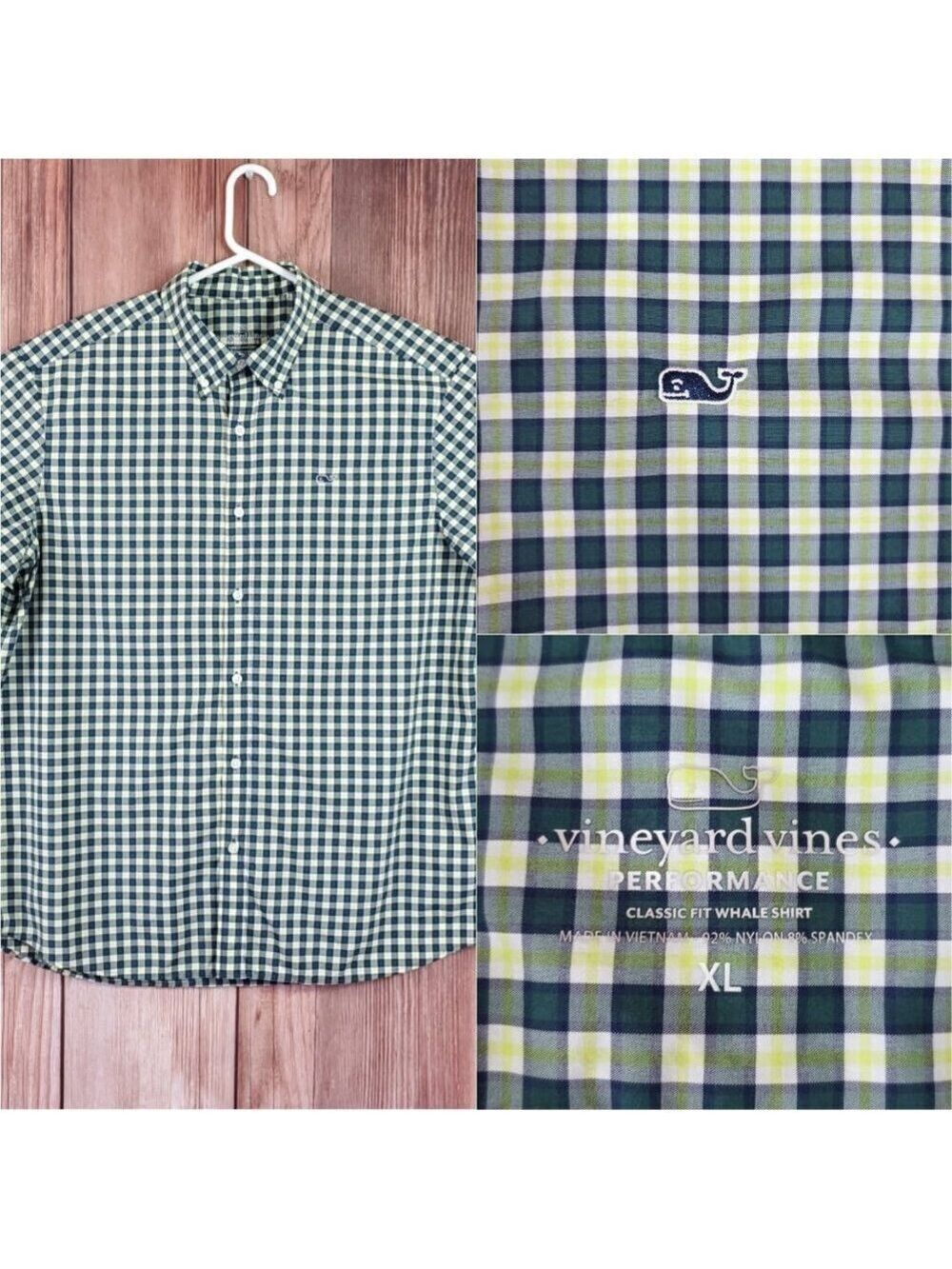 Vineyard Vines Performance Mens XL Classic Fit Whale Shirt Plaid Button Down